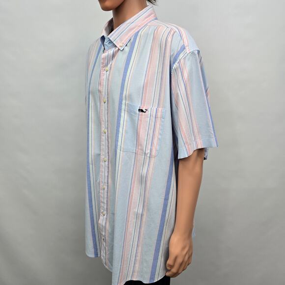 Vineyard Vines Stretch Cotton Short-Sleeve Awning Stripe Shirt S/S Men Big 2XB - Picture 9 of 15